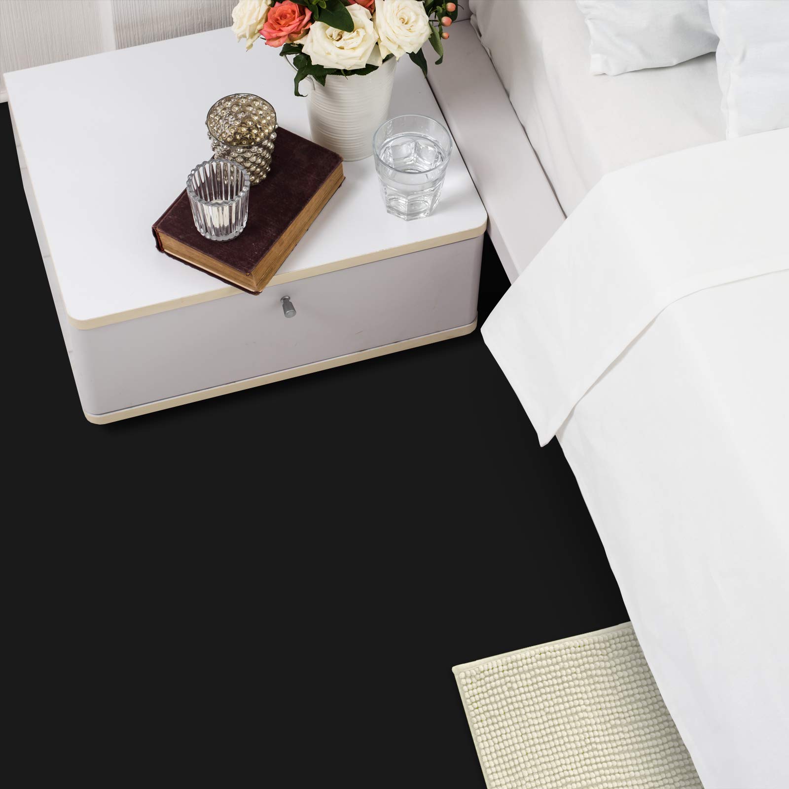 Floordirekt - Revêtement de sol en PVC sur mesure - Noir - 100 x 500 cm - Résistant et facile d'entretien - Design intemporel
