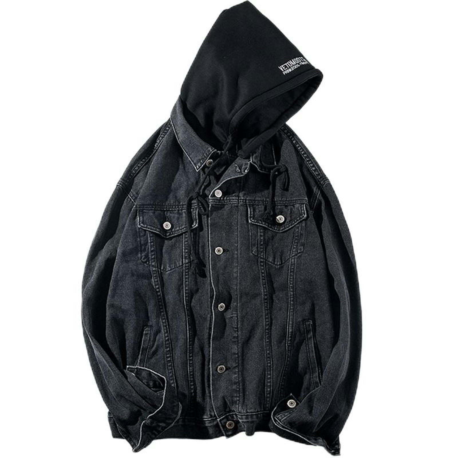 AYAZER Giacca in denim con cappuccio stile Hong Kong da uomo ampia giacca Harajuku versatile in stile coreano