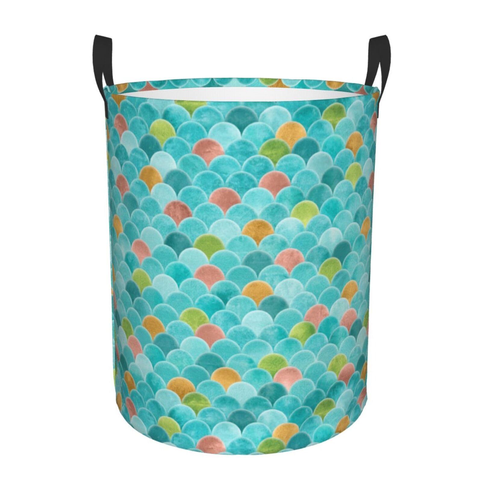 Laundry Hamper Mermaid Tail Laundry Basket Waterproof Personality Fashion Hampers for Laundry Large Collapsible Laundry Basket Storage Basket for Dorm and Home