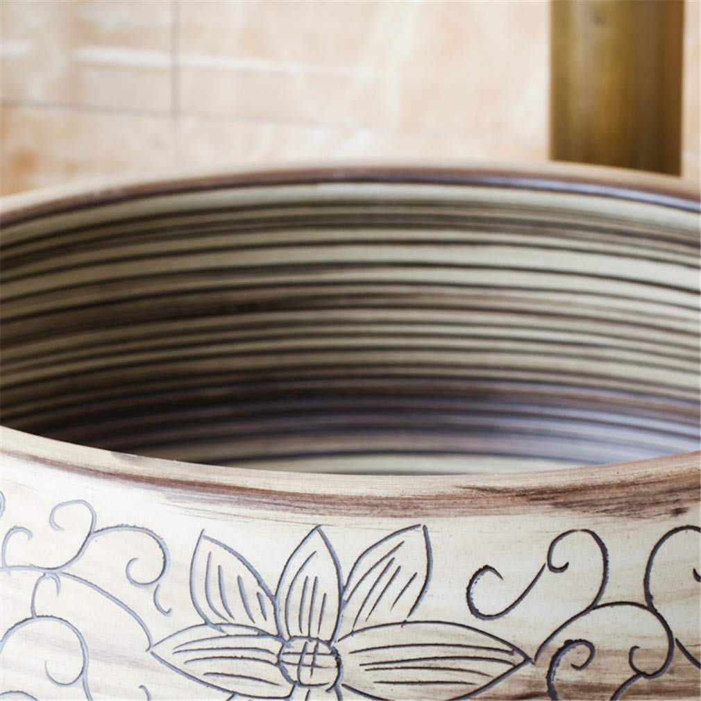 Ceramiczna Umywalka Nablatowa, Okrągła Umywalka, Ręcznie Rzeźbiony Ceramiczny Róg Obfitości, Umywalki Łazienkowe, Umywalka Dekoracyjna W Stylu Hotelowym, Umywalka Korytar