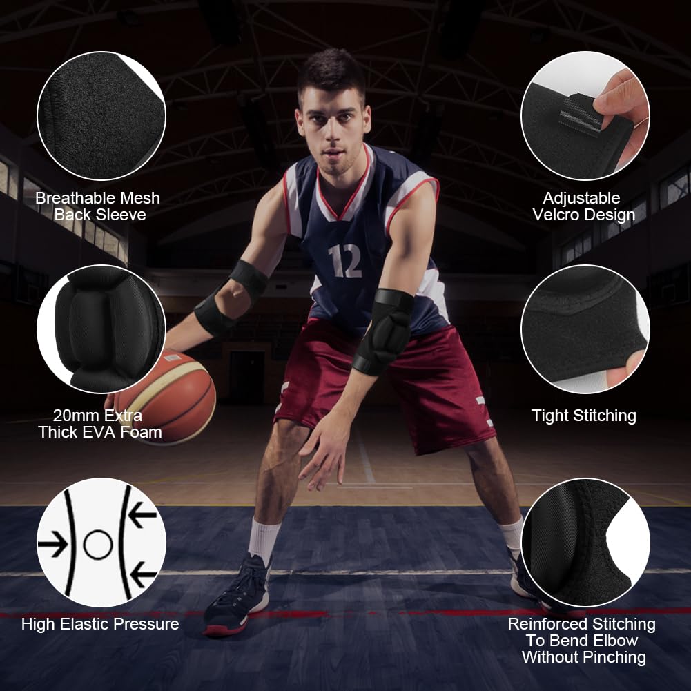 Flintronic 1 Par Coderas Deportivas Esponja Respirable Elástico para MMA, Ciclismo, Baloncesto