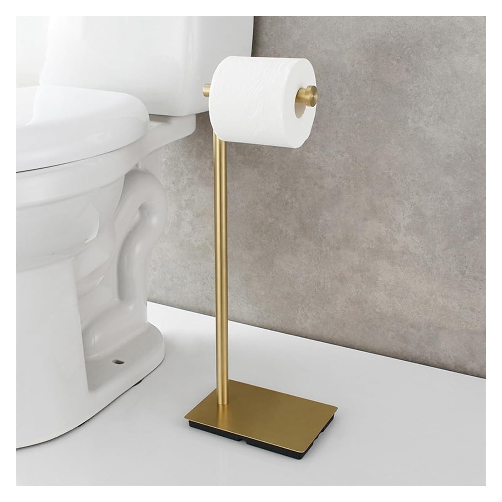 Porta pañuelos Rollo Independiente del Cuarto de baño Acero Inoxidable Tenedor Papel higiénico con la Base Cemento Estante montado en la Pared(Brushed Gold)