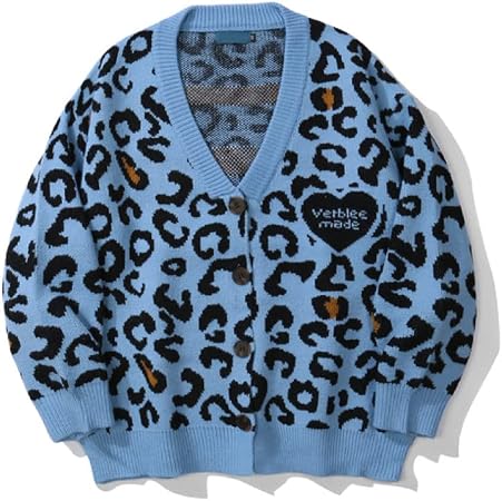 Leopard Cardigan Sweater Men Women 