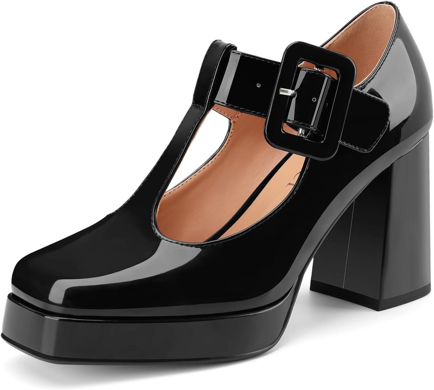 Women's T-Strap Mary Jane - Comfortable Patent Leather Heels