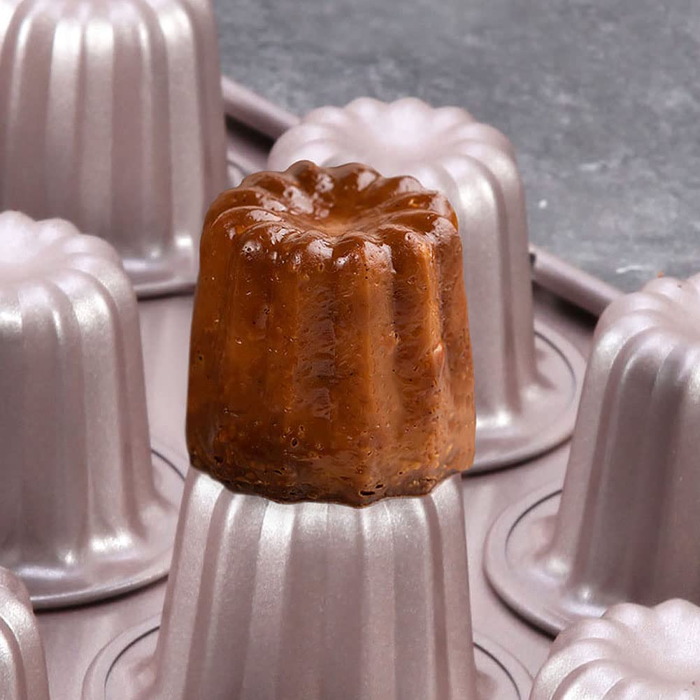 CANDeal 20 Tazas De Cannele Molde Antiadherente Magdalena Magdalena Moldes De Oro Canneles De La Lata De Hornear Pan De Acero Al Carbono