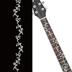 PLIGREAT 2 peças adesivo de braço de guitarra para braço de guitarra marcadores de escala removível decalque de videiras prateadas diy guitarras presente para baixista elétrico violões acústicos