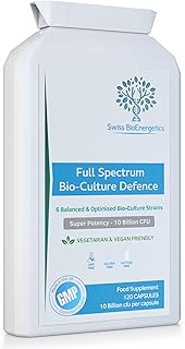 Full Spectrum Bio-Culture Defence - 120 Capsules - High Strength 10 Billion Live CFU Multi-Strain Bio-Cultures + FOS Formula - Latest DRCaps© Encapsulation to Protect from gastric acids