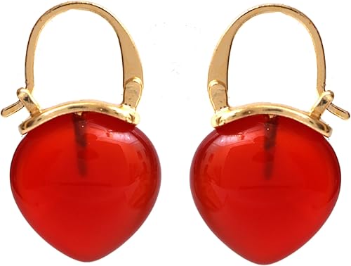 Gempires Carnelian Huggie Hoop Earrings, Dangling Earrings for Women, Handmade 15mm Pear shape Earrings, Everyday Wear, 14k Gold Plated Jewelry,