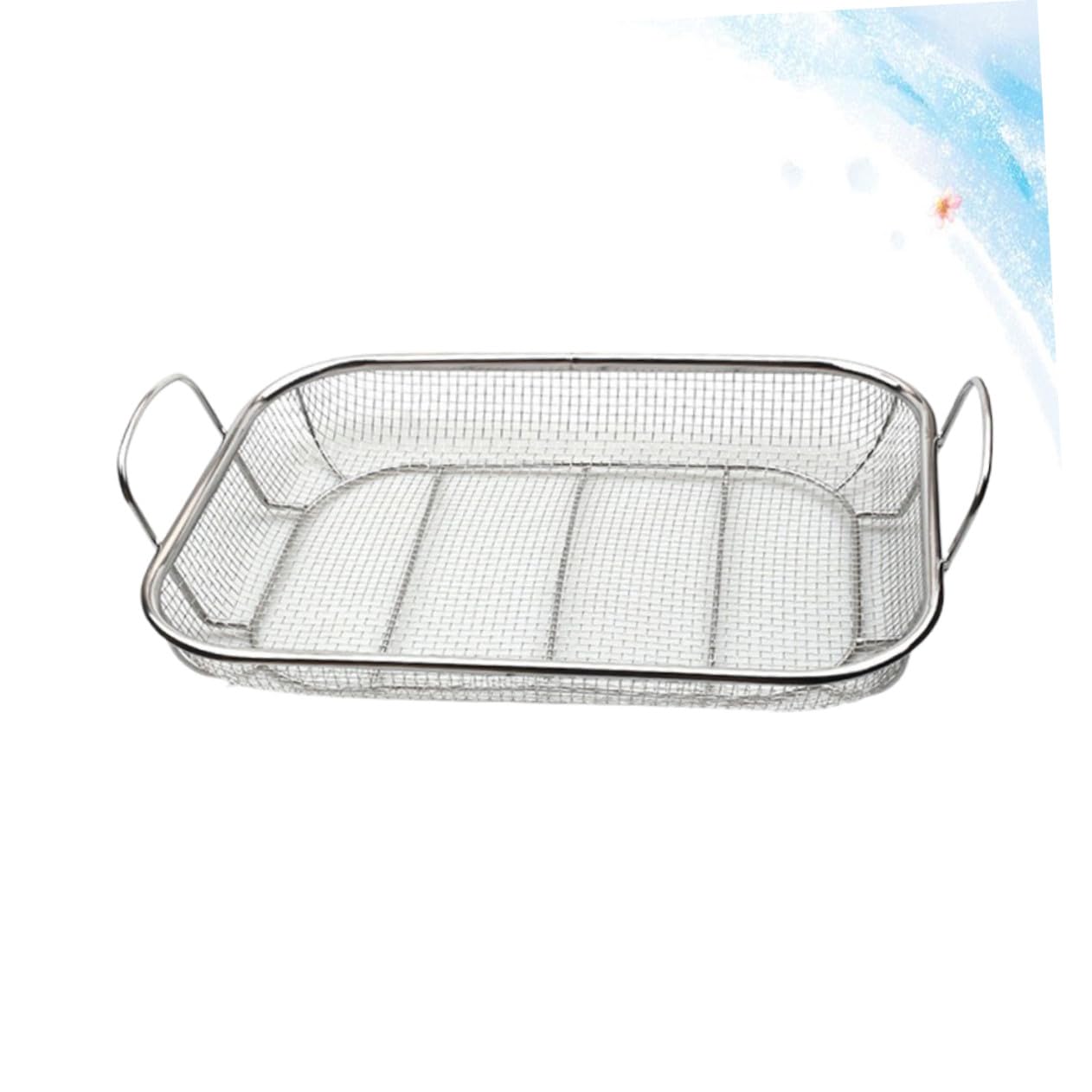 Cestello Barbecue in Acciaio Inox Argento, Drenante e Portatile | Barbecue, Struttura Multifunzione, Finitura Argento, Adatto a Amici e Colleghi, Uso Pratico All'aperto