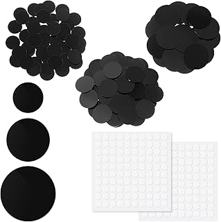 120 Pcs Acrylic Miniature Bases 25mm 35mm 45mm Round Model Bases 2mm Thick Circular Base, 2 Sheets Mini Clear Double Sided Round Tapes for Gaming Miniatures Action Figure War Game Table Game (Black)