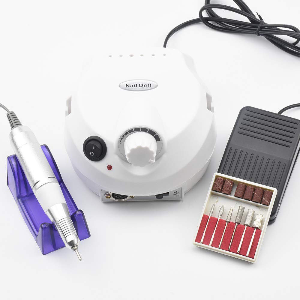 Coverzone Manikür Pedikür Makinesi Profesyonel 25000 Rpm Elektrikli Freze Tırnak Parlatıcı Törpü 3 Farklı Renk Seçeneği Nail Drill Parlatma Şekil Verme Çok İşlevli Kullanım F601 (Beyaz)