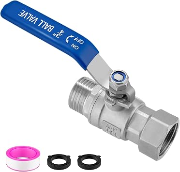 Garden Hose Shut Off Valve, Full Flow Water Hose Shut-off Valve, 3/4 Heavy Duty Garden Hose Ball Valve, 304 Stainless Steel Ball Valve Adapter with 360 Degree Rotatable Swivel Joint