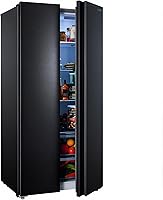 Iceblue 15.6 Cu Ft Side-by-Side Refrigerator with Freezer, Frost Free, Inverter Compressor, Black Stainless Steel - 33 Inch Full Size