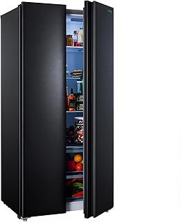 Iceblue Refrigerator, 15.6 Cu.Ft. Side-by-side Refrigerators, Black Stainless Steel Beverage Fridge with Freezer, Zoning Temperature Control Frost Free Beverage Refrigerators - Black
