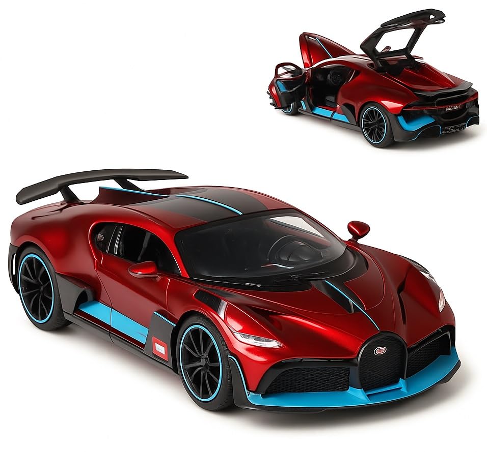 Image of Diecast Bugatti Divo Toy Car - 1:32 Scale Alloy Supercar with Lights & Sound, Pull-Back Action Die-Cast Vehicle for Kids, Boys, Car Lovers & Collectors (Color as Per Stock)