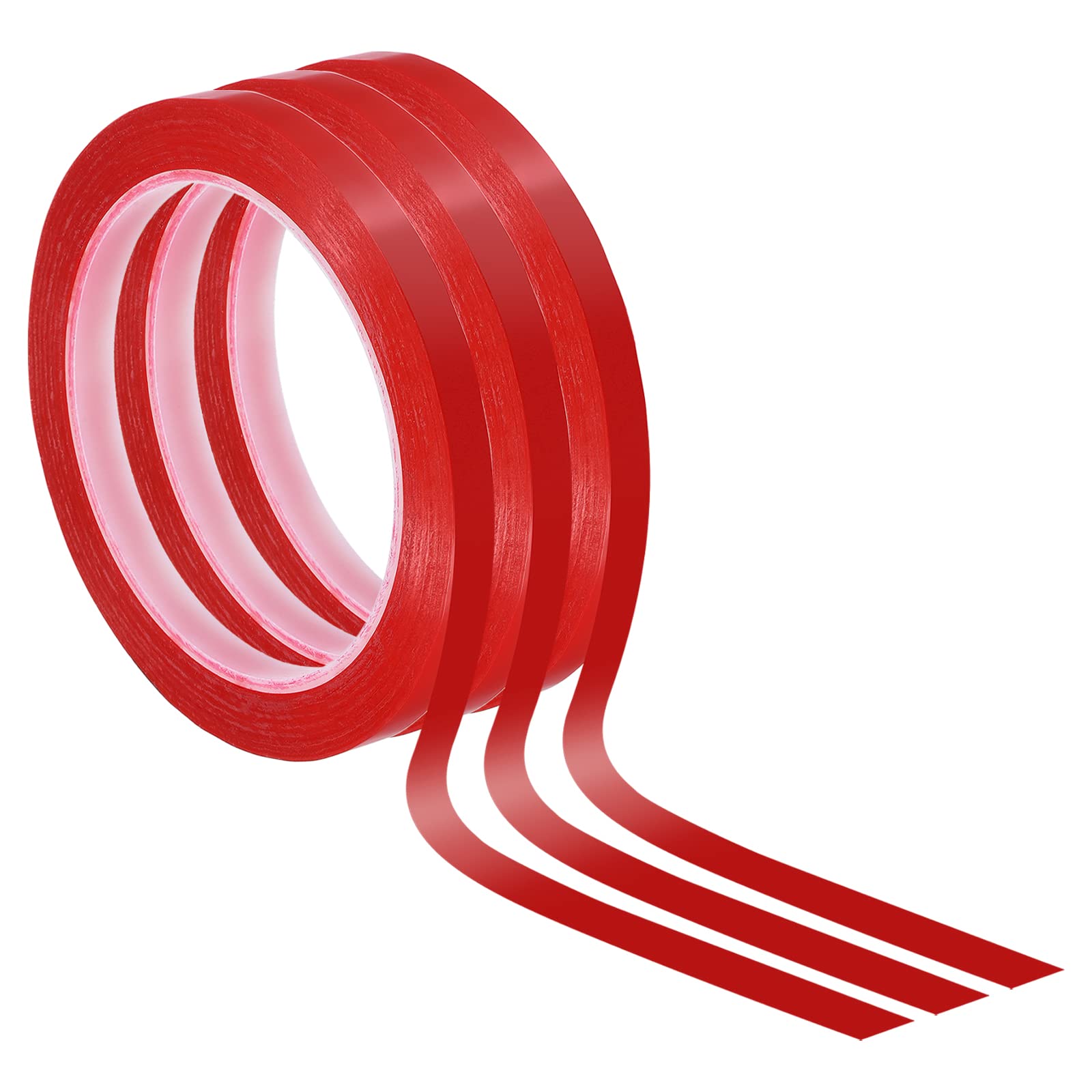 PATIKIL Whiteboard Tape 8mm X 66m, 3 Pack Thin Dry Erase Tape for Graphic Chart Marking DIY Art Red
