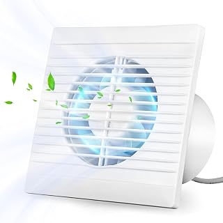 Bathroom Extractor Fan, 4 inch Ø 100mm Exhaust Fan, Powerful Wall Mounted Quiet Extractor Fans for Dehumidification Ventilation, Airflow 150 m³/Hour, Shower Extractor Fan for Bathroom (Without Timer)