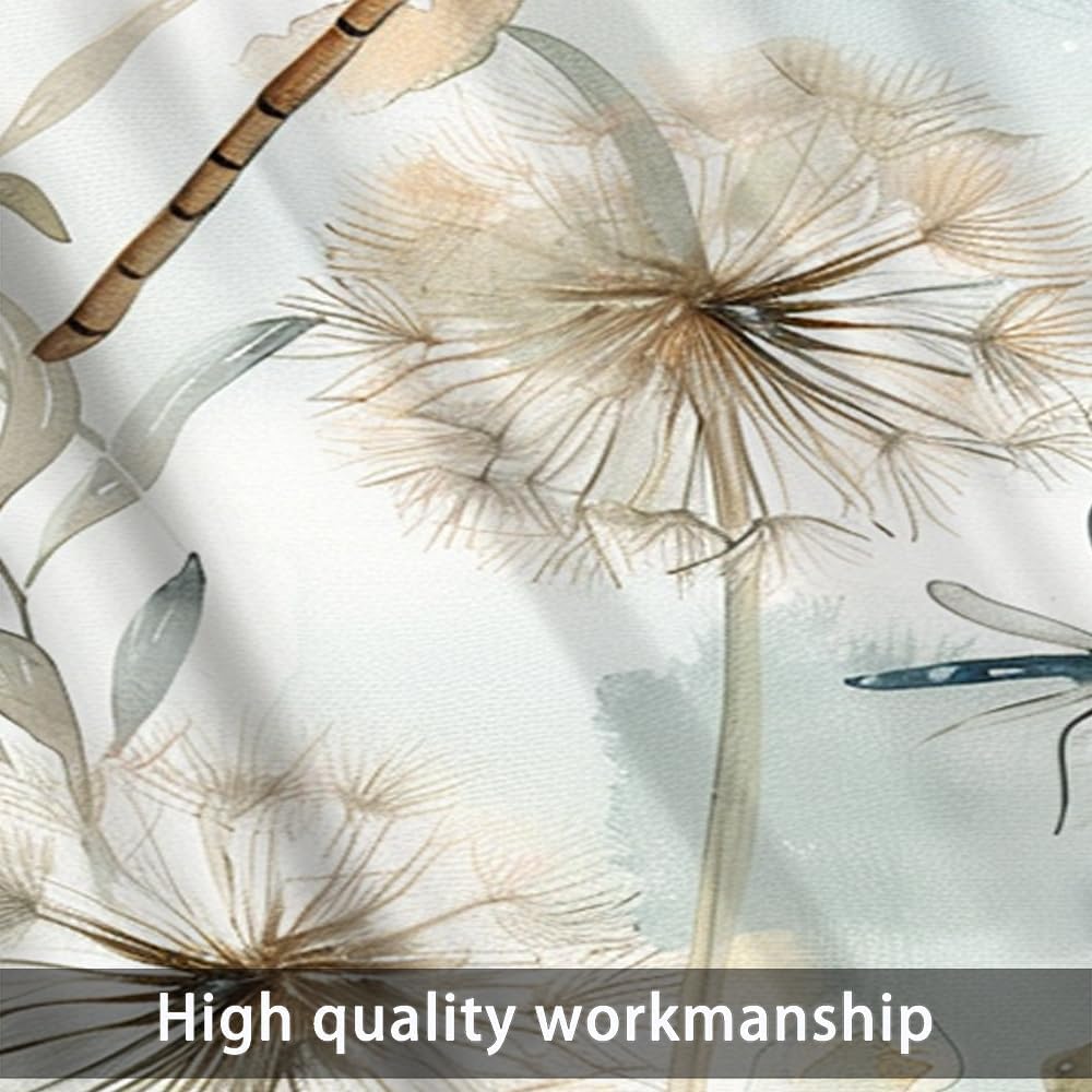 2 Panels Farmhouse Plant Valances for Windows, Rod Pocket Dandelion Floral Dragonfly Valance Curtains Home Decor Window Treatment for Kitchen, Bathroom, 54" W X 18" L