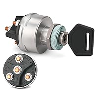 Vista 1 de MGI SpeedWare 4-Position Universal Ignition Key Switch for 12V Car, Truck, Tractor, Trailer, Forklift - Acc/Off/IGN/(Start)