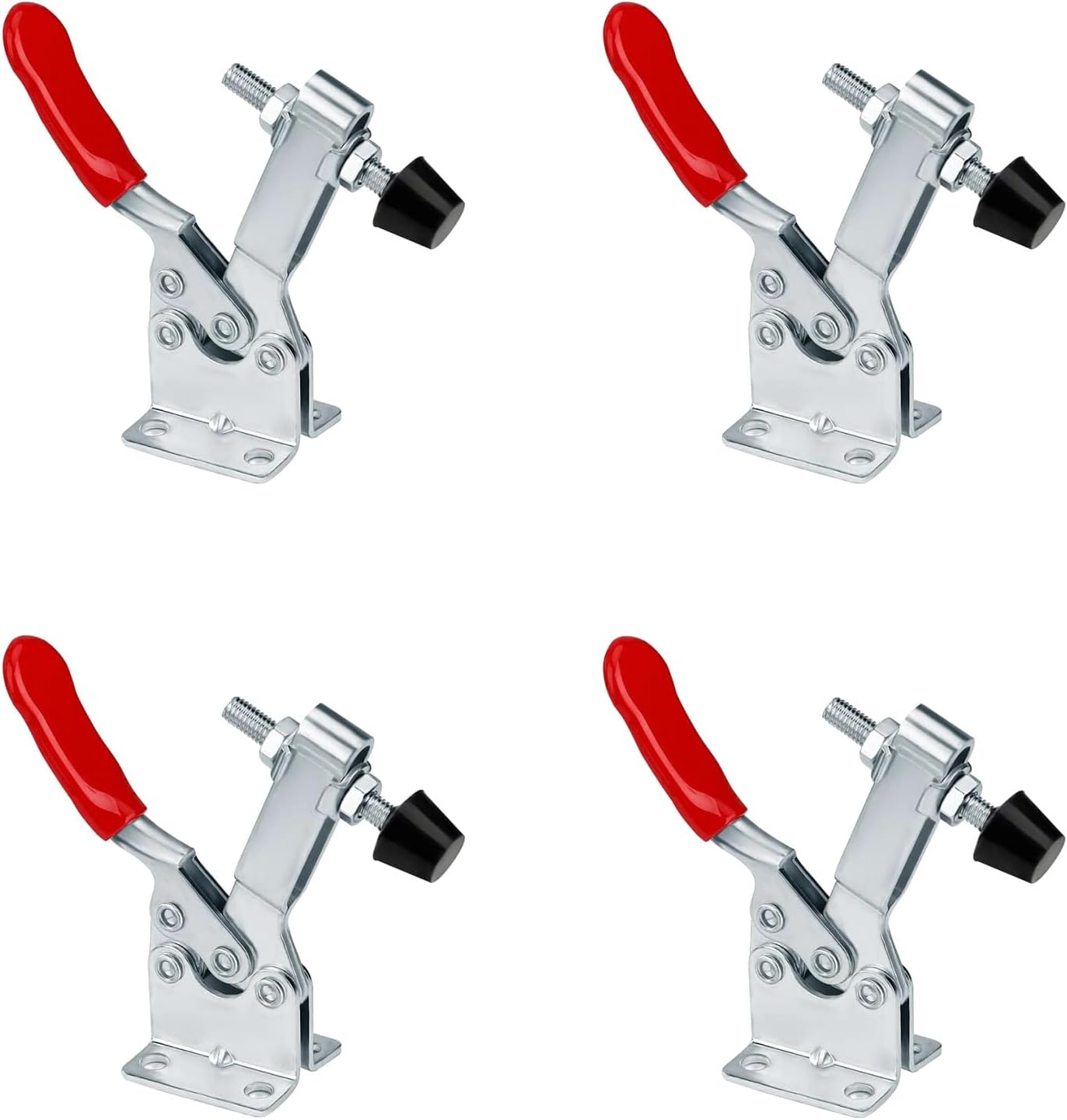 4 Toggle Clamp GH-201-B Red Horizontal Clamp Quick Release Tool Hold Down Clamps Hand Tool Toggle Clamps for Machinery, Woodworking, Welding, Handmade Products, Abrasive Tool Manufacturing