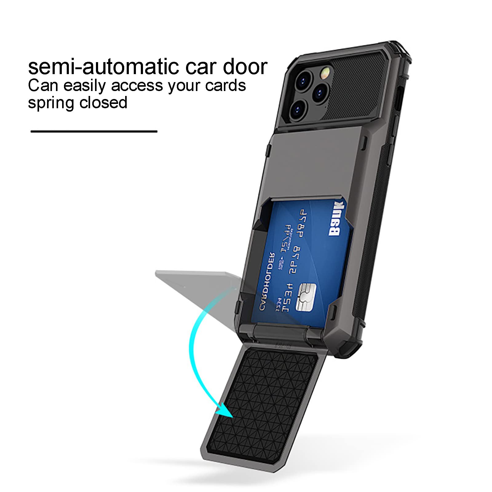 Custodia per IP 13/12 PRO Max Slot per Porta carte Integrato sul Retro Custodia resistente in Materiali TPU e Policarbonato Morbida Custodia per Telefono in TPU,Black,Ip XS Max