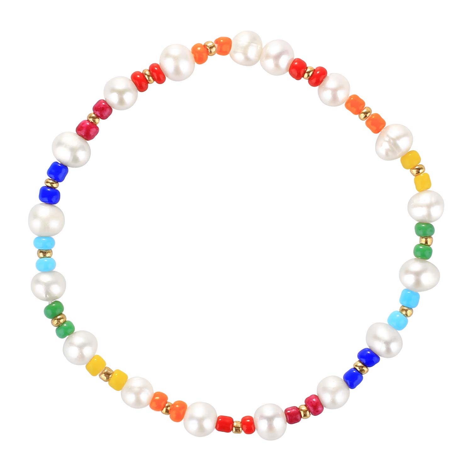 KELITCH Women Silver Stretch Bracelets Turquoise Beaded Bracelet Agate Crystal Cuff Bracelets