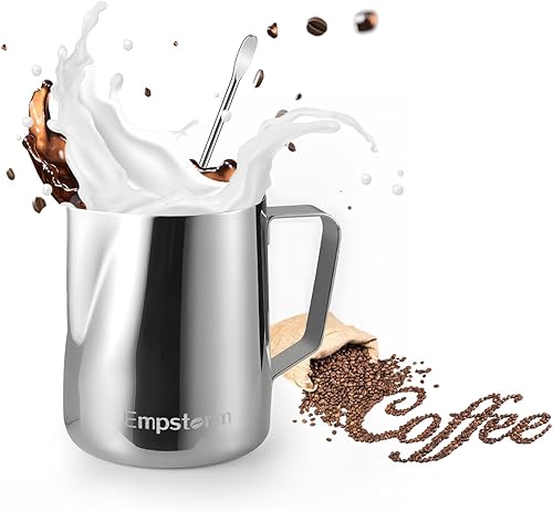 Jarra de vapor de 11.8 fl oz (12 oz) Accesorios para café con leche de acero inoxidable, capuchino, moca, latte, arte barista, jarras de vapor,