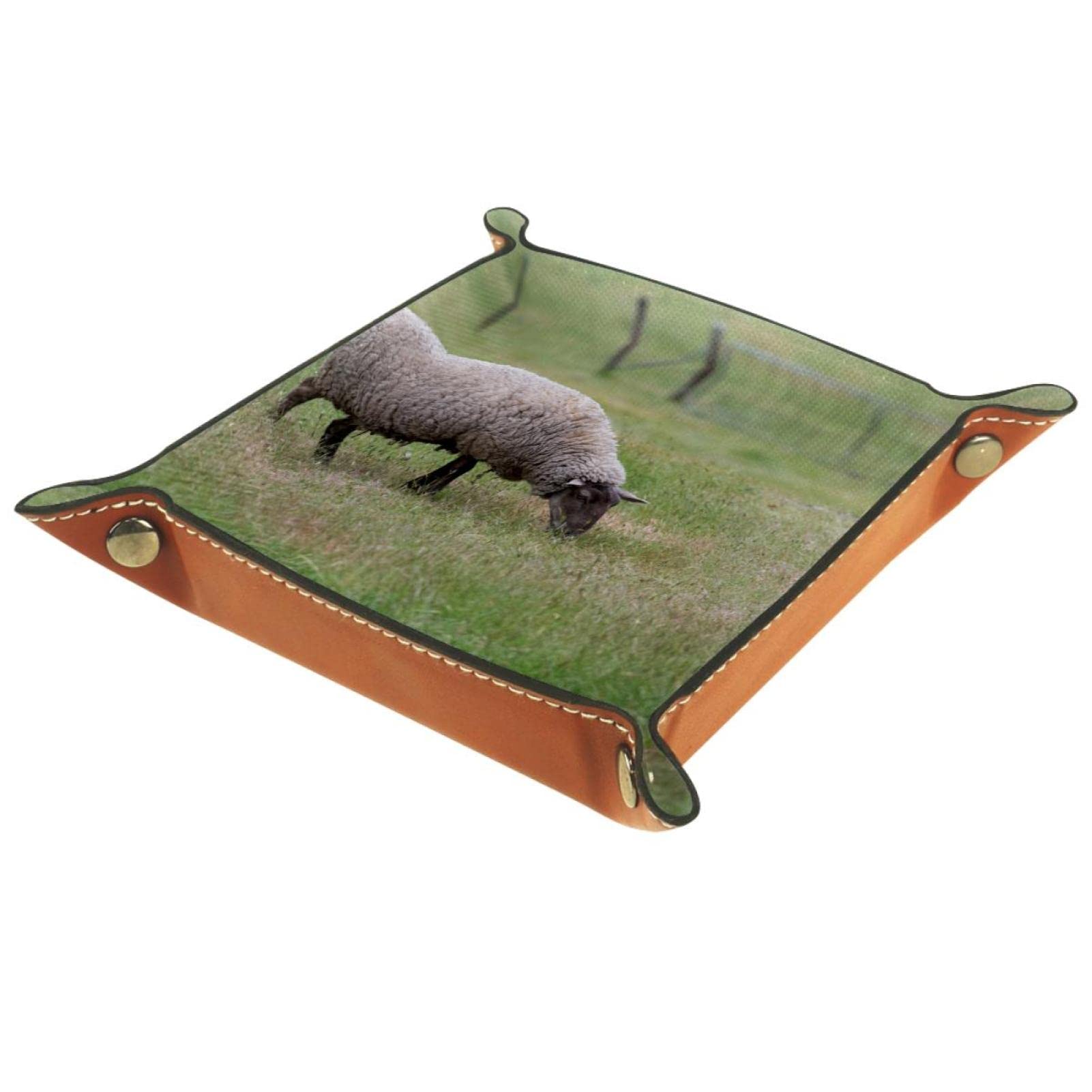 Leather Tray Valet Tray Bedside Organizer Desk Storage Plate Catchall Sheep
