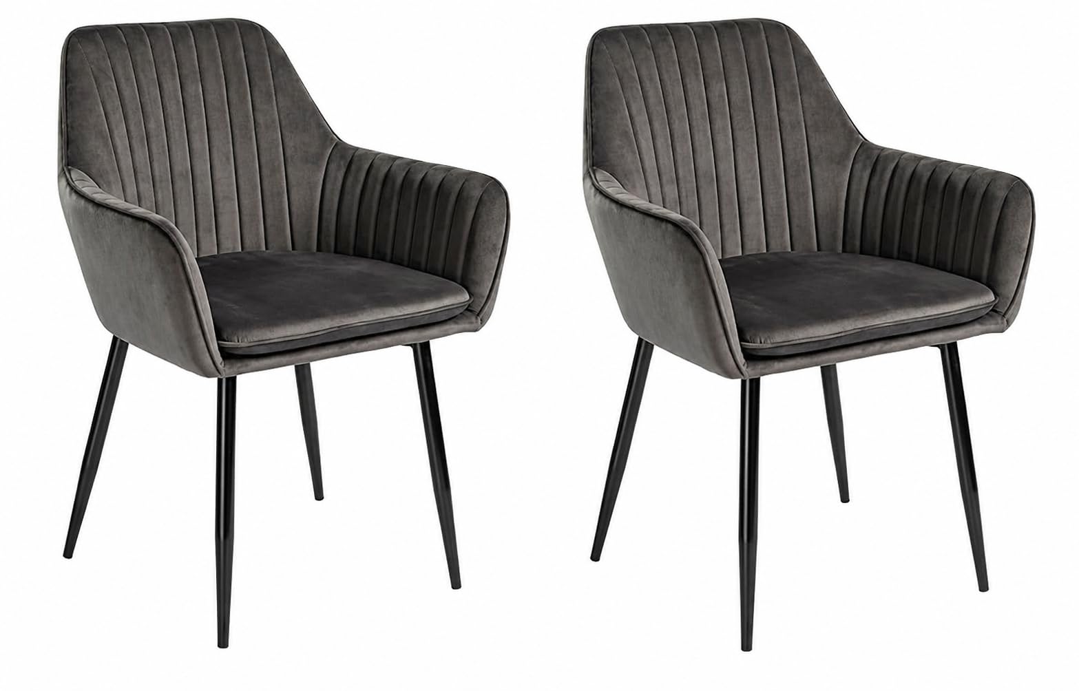 DUPI Sillón de Comedor JAVEA, Butaca tapizado en Antelina, Diseño Moderno, 58x58x86 cm (Pack 2 Unidades, Gris)
