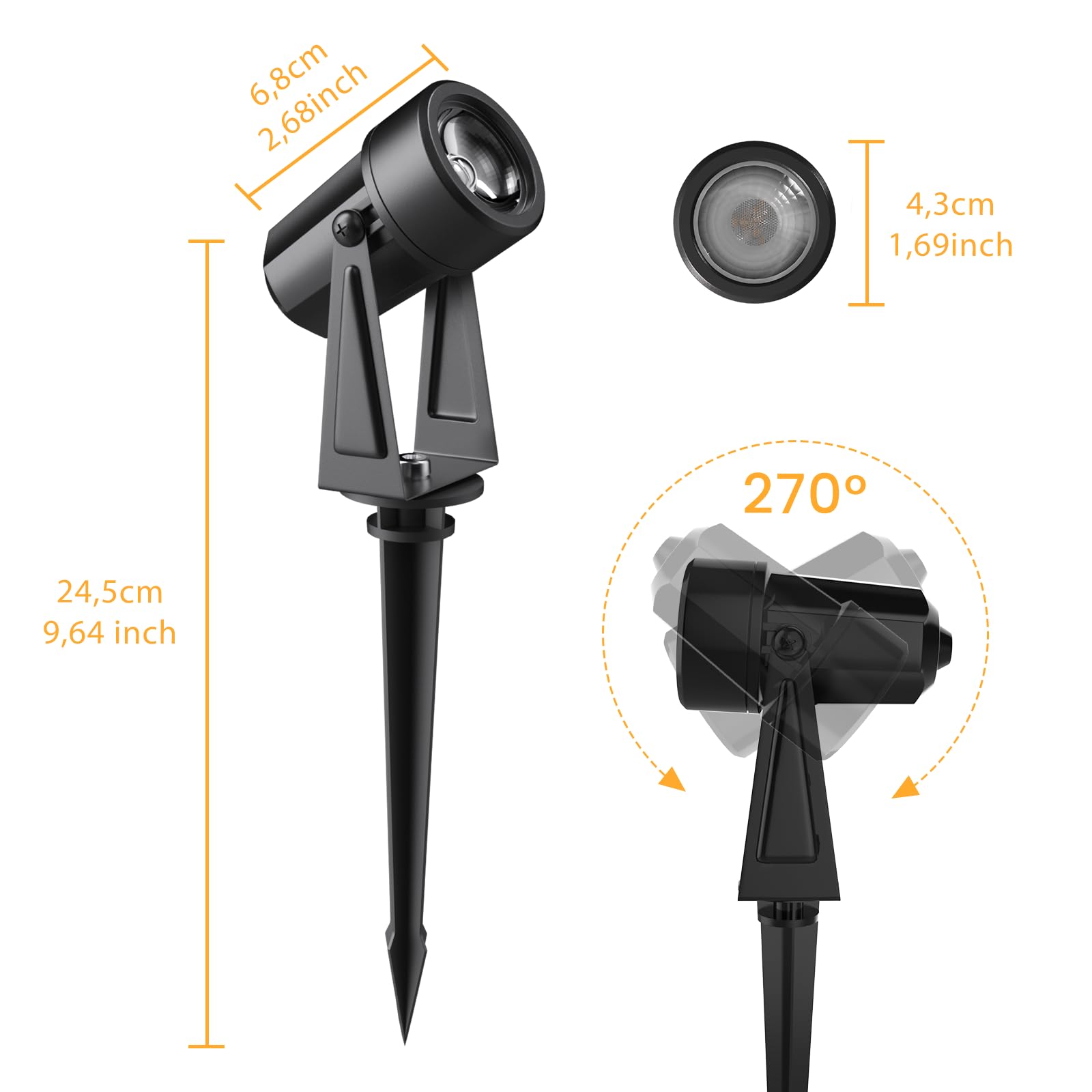 Luci Da Esterno Giardino 17M/57FT 4 Pezzi Luci Diardino Con Telecomando A Bassa Tensione 27V Faretti Da Giardino 3000K Impermeabile IP67 Luce da Giardino Esterna Per Giardino Cortile Alberi