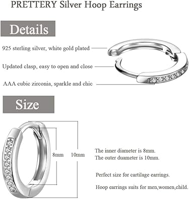 PRETTERY Boucles D'oreilles Créoles En Argent Sterling Pour