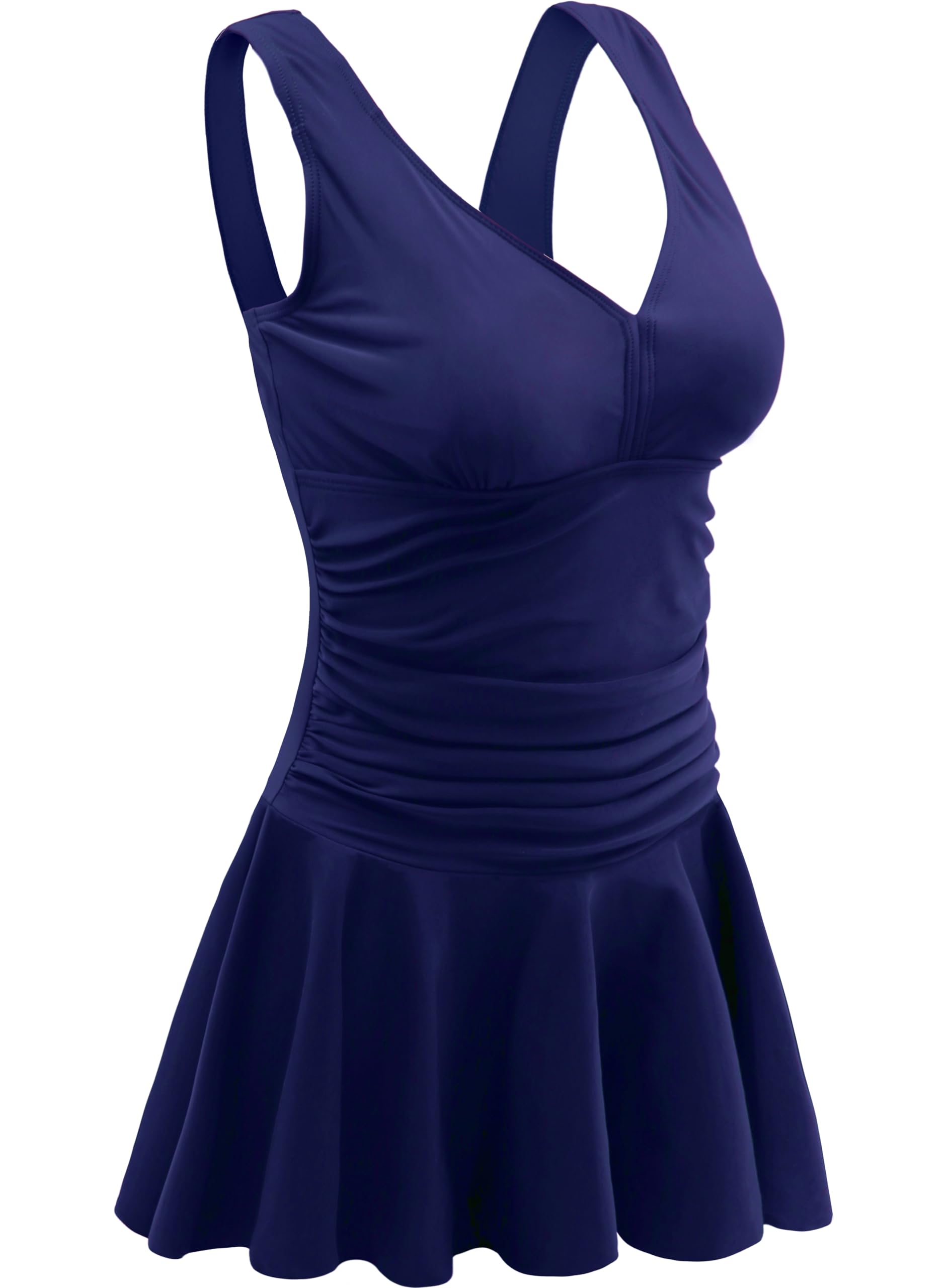 Plus Size Hawaiian Print Swimdress for Women Long Torso One Piece Swimsuits with Tummy Control Boy Shorts