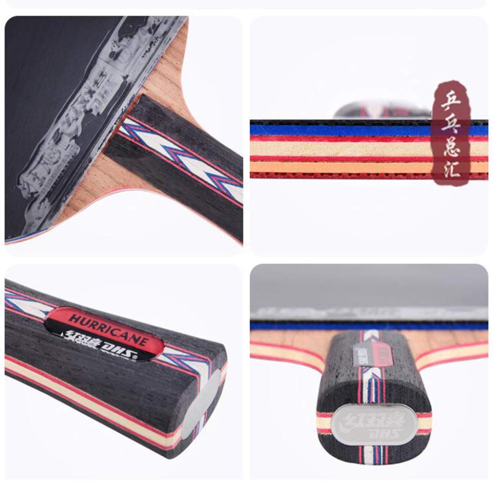 Mazza da ping pong professionale, racchetta competizione con custodia, 5 strati di legno puro / 7 stelle/manico corto