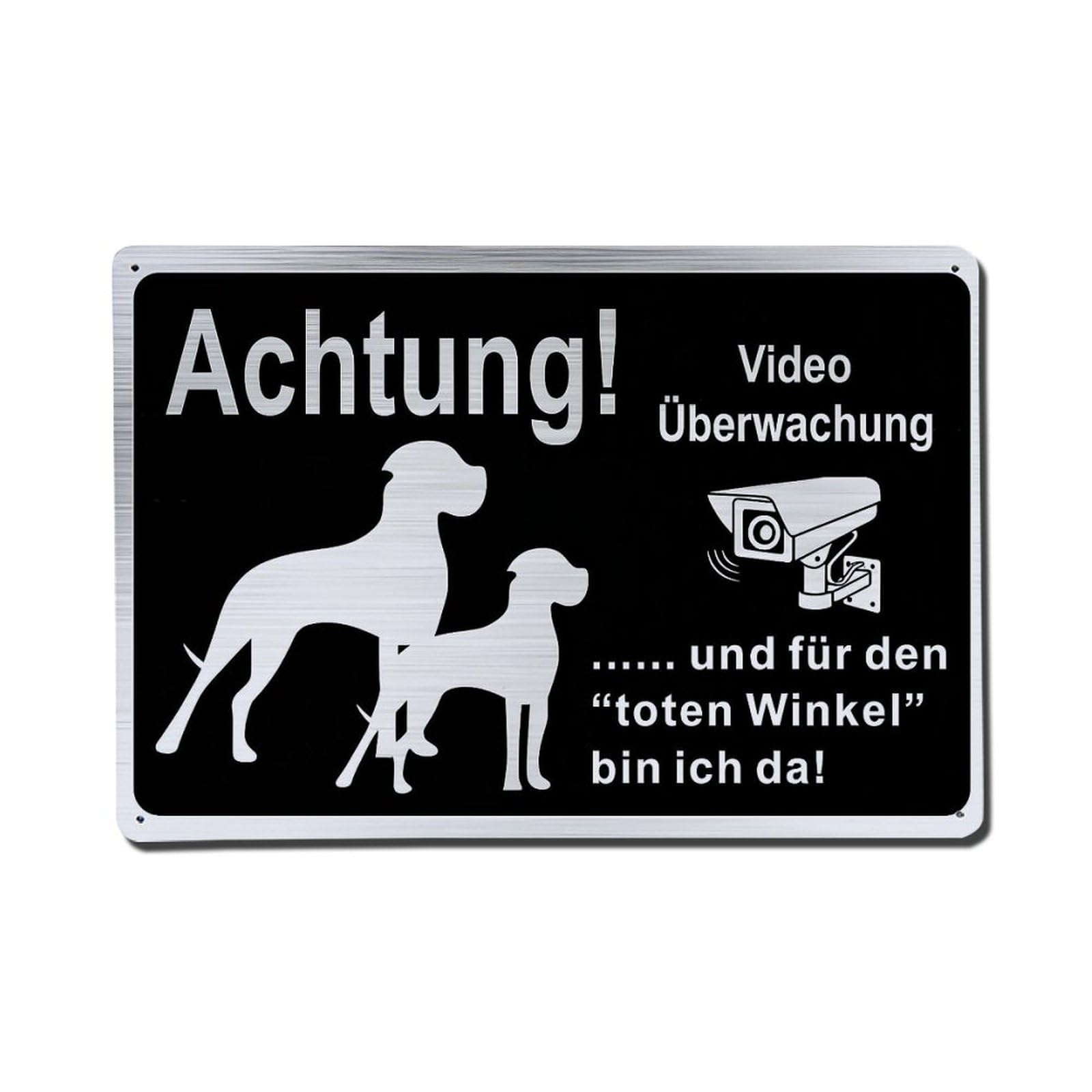 Attention Video Surveillance Dog Corner Metal Tin Sign Plaque