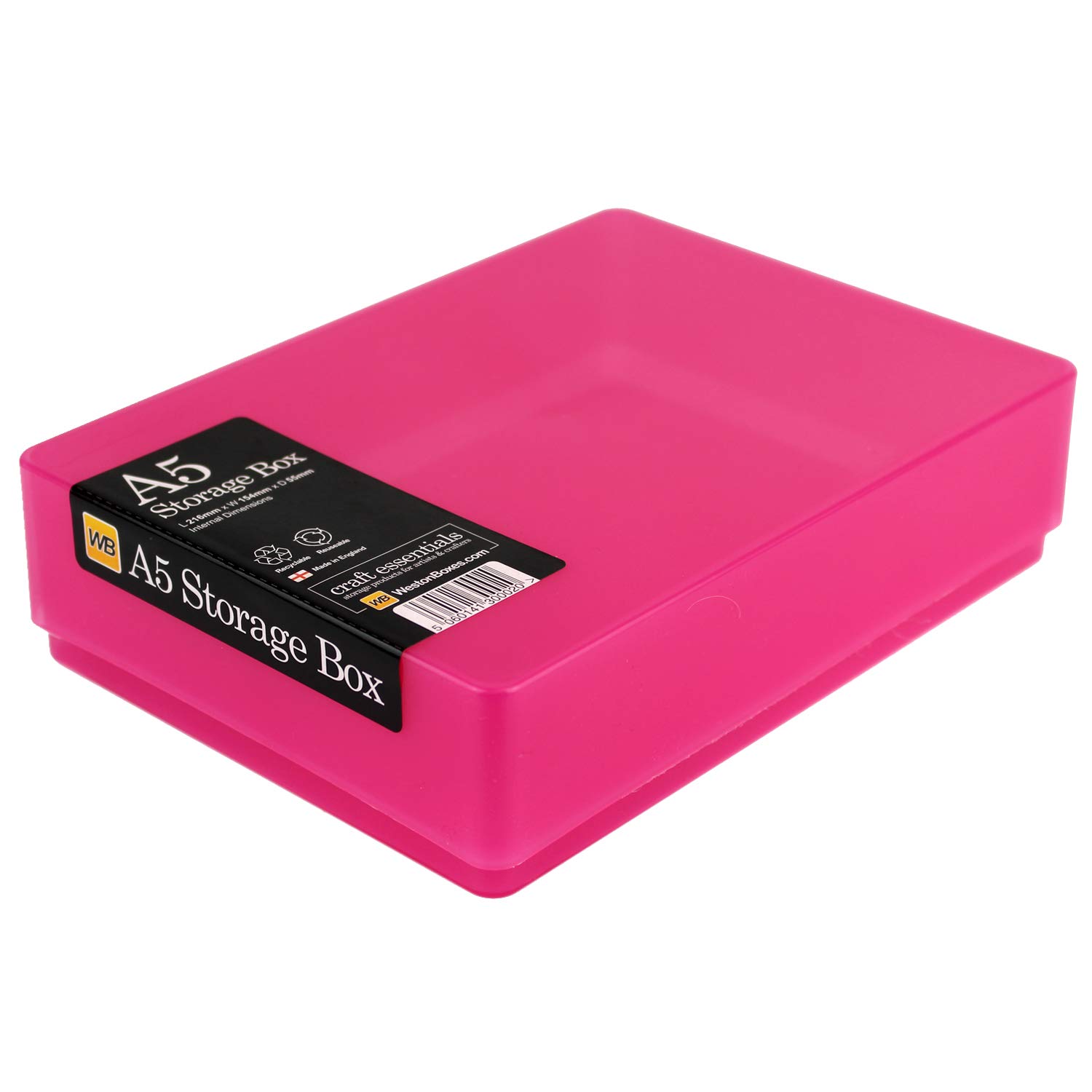 Westonboxes Pink A5 Colourful Storage Box With Lid, Craft And Office Storage