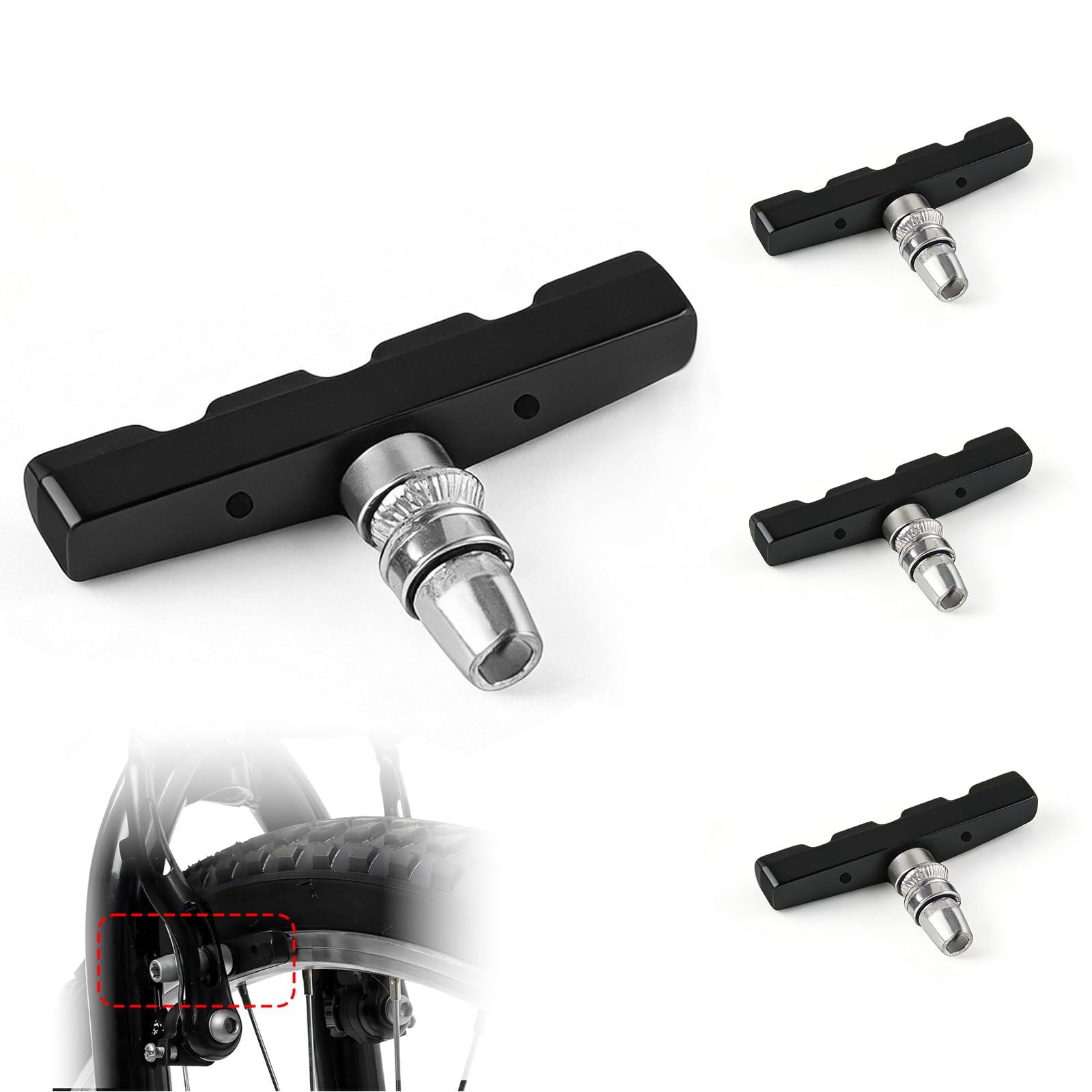 4pcs Pastiglie Freno V Brake 70mm,Pattini Freno Bici Universali in Gomma,Impermeabile Resistenza All'usura,per Ruote da 20 a 28 Pollici