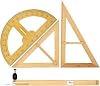 Blackboard Multi-Purpose Compass Compass for Geometry Solid Wood Teacher Triangle Board Ruler Protractor 50cm Triangle Ruler Set Large Teaching Aids Compasses Kit
