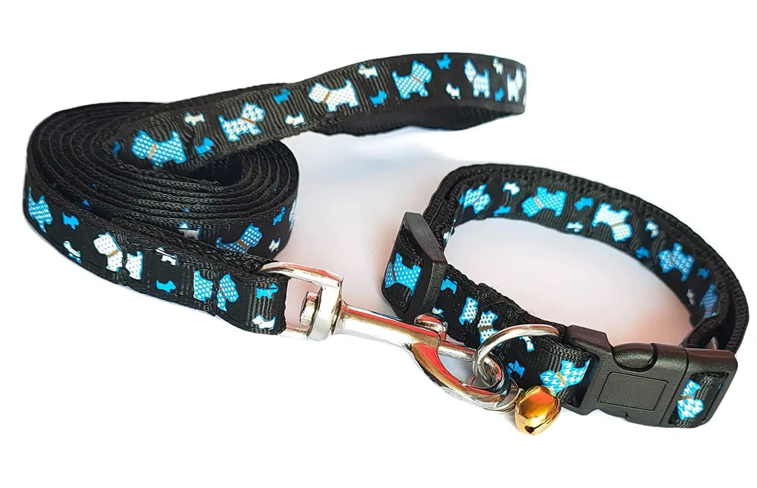 Dog Trust Dog Collar and Leash Set Puppy Printed, Adjustable Nylon Collar with Leash for Small and Medium Dogs 15 MM (Black) (B0BFRMV1ZG) Amazon Price History, Amazon Price Tracker