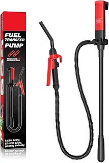 Portable Fuel Transfer Pump with Extra Long Thick Hose Flow Control Nozzle Automatic Liquid Pump for Gasoline Diesel Oil（Flow Rate 2.6 GPM - 3.1 GPM）