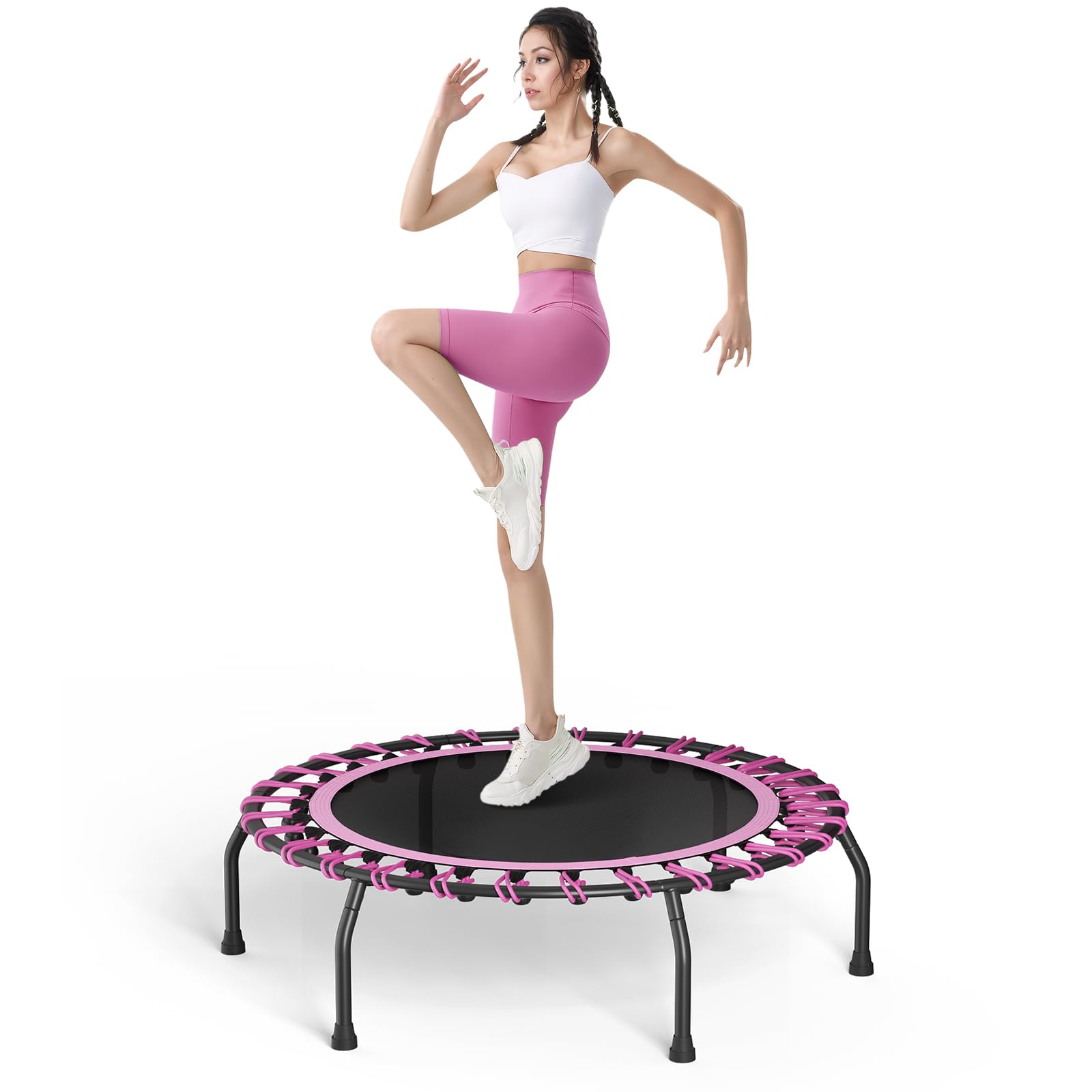 The FellieRebounder Trampoline for Adults 40"/48" Mini Trampoline Indoor Outdoor Fitness Trampolines Small Bungee Rebounder for Workout Exercise