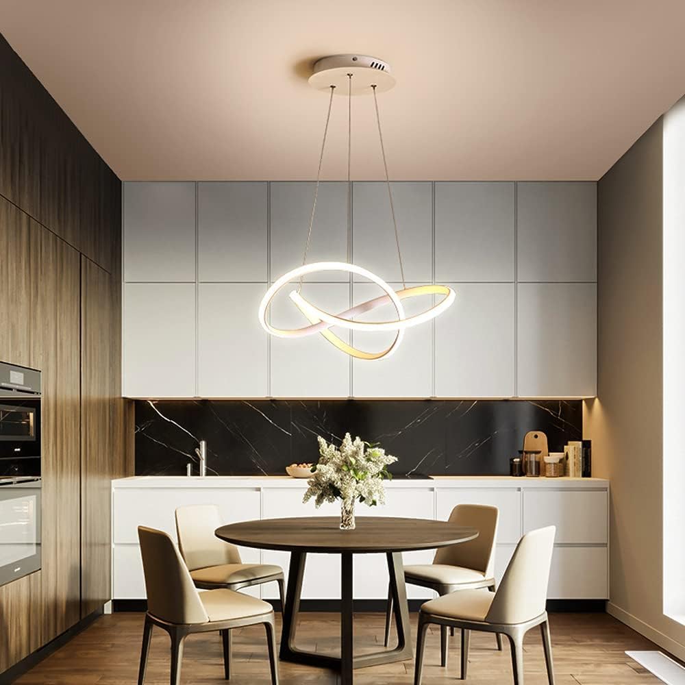 Lustre moderne à LED suspension annulaire variable plafonnier acrylique escalier