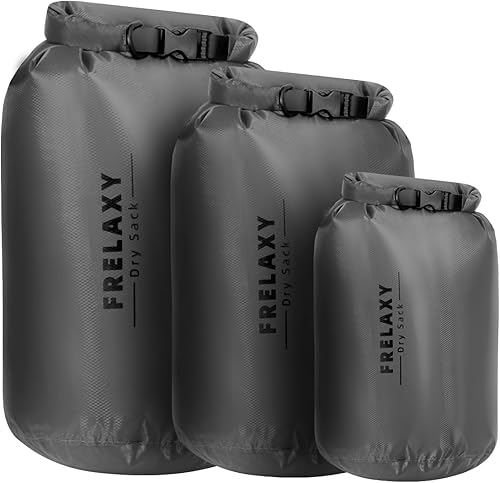 Frelaxy Bolsa seca impermeable, paquete de 23, bolsas secas portátiles ligeras, 5L, 15L y 25L, juego de sacos secos duraderos que mantienen el