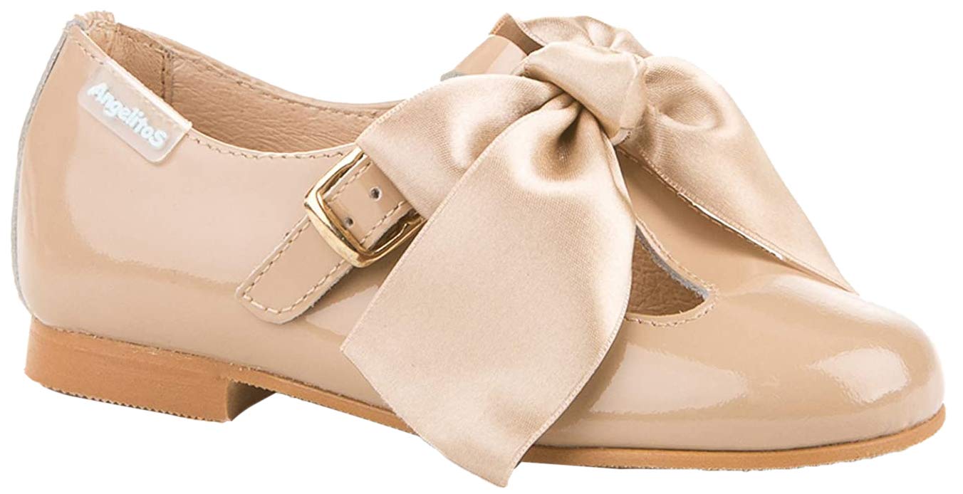 Merceditas Charol con Lazo para Niñas Todo Piel mod.516. Calzado infantil Made in Spain, Garantia de Calidad. (24, Camel)