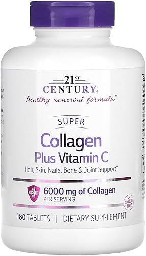 21st Century Super Collagen Plus Vitamina C Suplementos, 180 unidades