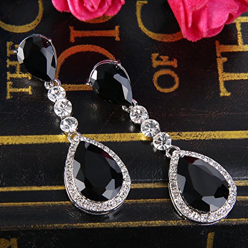 BriLove Women's Wedding Bridal Crystal Teardrop Infinity Figure 8 Chandelier Dangle Earrings4