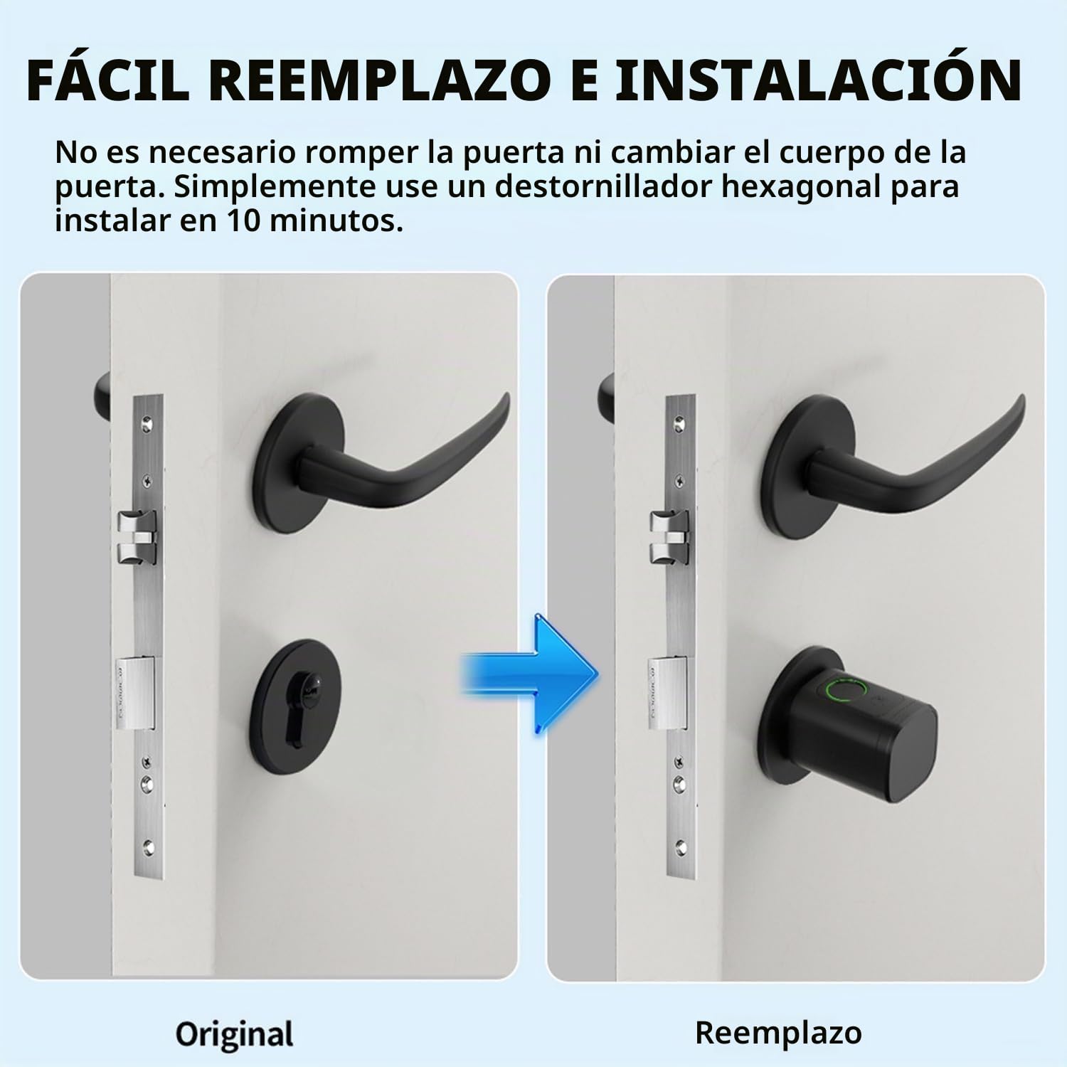 Cerradura Con Huella Dactilar,Cilindro Biotech,Ip65,Con Dos Tarjetas,Dos Juegos De Llaves,Con Bluetooth,Apto Para Puertas De 35-60mm Cerradura Inteligente Puerta Exteriorelectronica(Negro)
