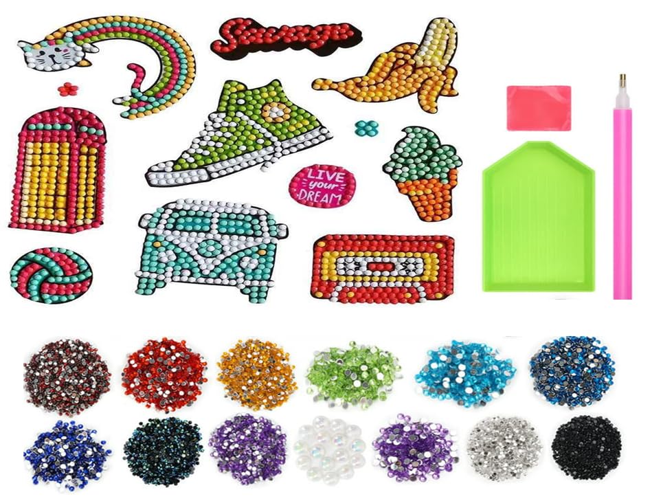 IVA Collection Gem Diamond Painting 5D Stickers, Mosaic Charms Stone Rhinestone Dots DIY Art and Craft Painting Kit for Kids Children Activity Create Stickers (Live Your Dream Savage)