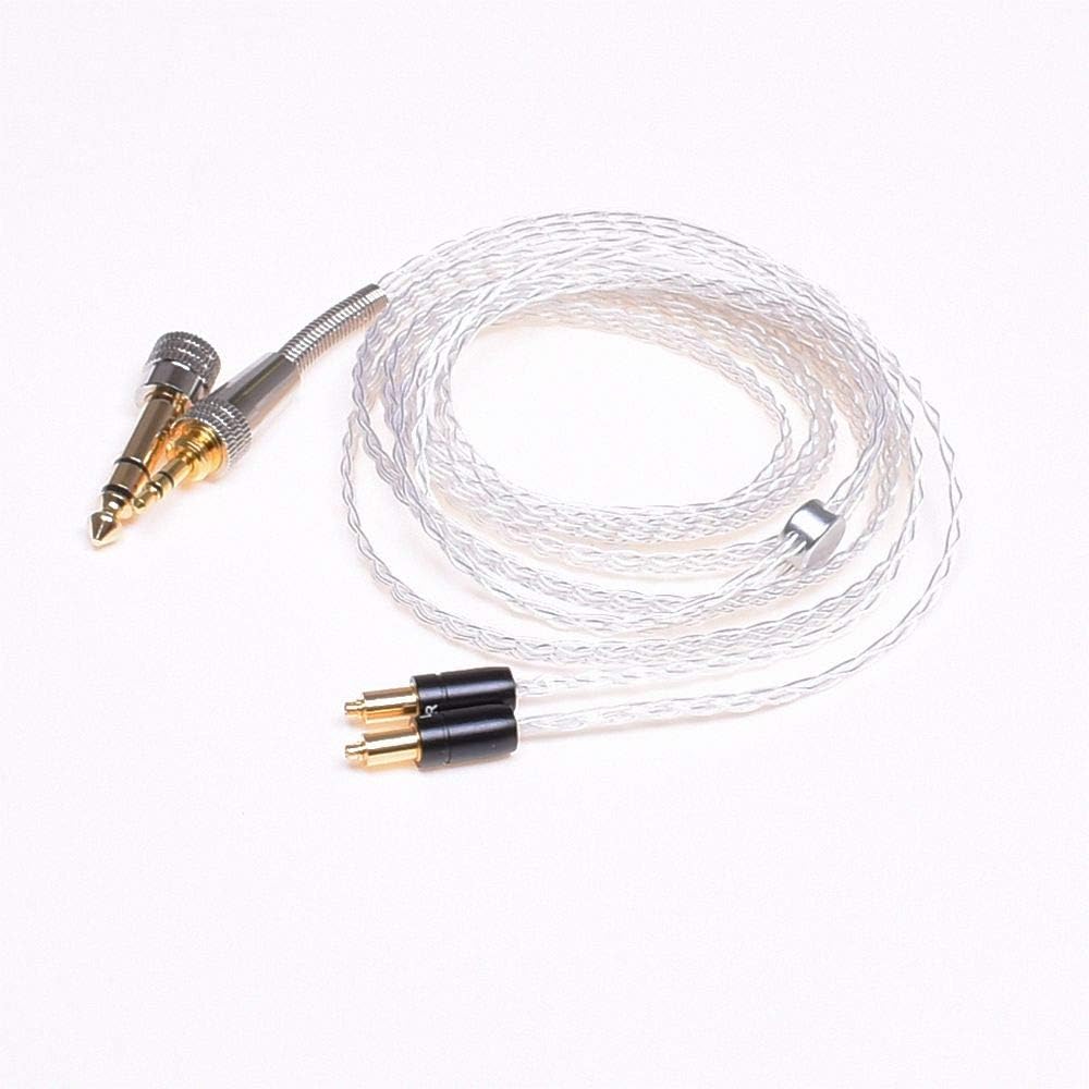 4ft (1.2m) 8 Cores 5n Silver Plated Cable Hand Made Carefully Made Flat Braid Cable Compatible with for Shure Srh1840 Srh1440 Upgrade Cable