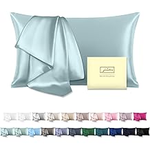 Mulberry Silk Pillowcase for Hair and Skin Standard Size 20"X 26" with Hidden Zipper Soft Breathable Smooth Cooling Pillow Covers for Sleeping(Haze Blue,1Pcs)