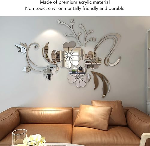 Miniatura 3 de 2 juegos de calcomanías de espejo de bricolaje removibles adhesivas para pared, calcomanías de pared de espejo acrílico 3D, calcomanías de pared